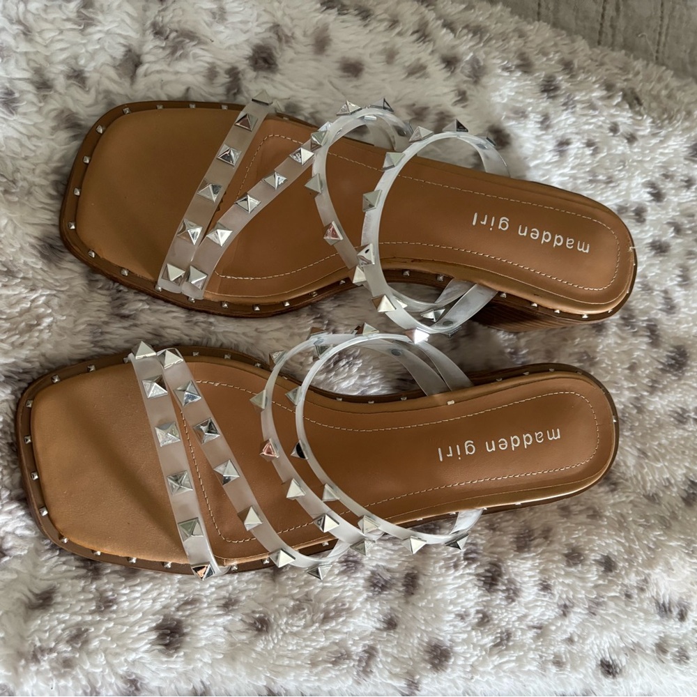 Madden Girl Brown Sandals with Silver Accents